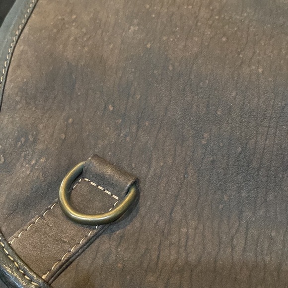 Leather Messenger Bag Color Brown Bag/Backpack Sz 14”x14”x3.5” 1 Button 1Pocket - Picture 15 of 15